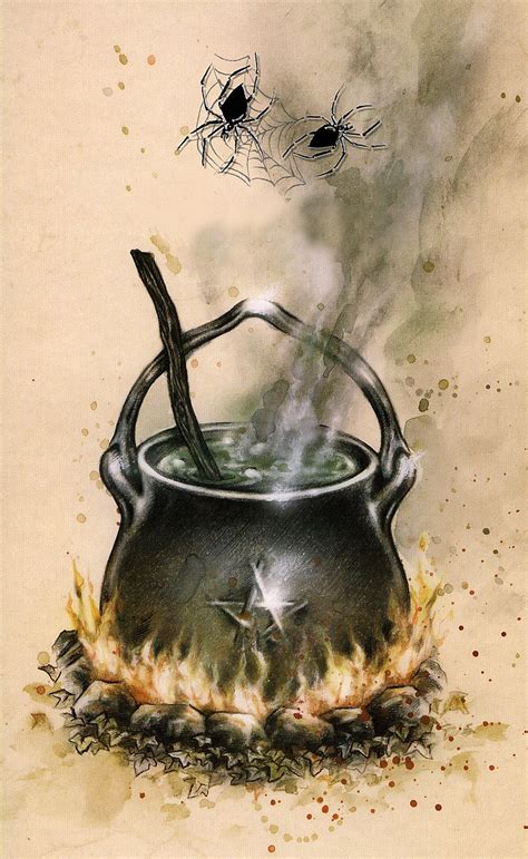 Pagan witches around a cauldron